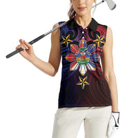 Haiti Philippines Women Sleeveless Polo Shirt Haitian Coat Of Arms With Filipino Sun