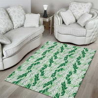 Hawaii Ti Leaf Maile Tuberose Lei Area Rug With Hanalei Leaf Green LT05 - Polynesian Pride