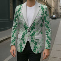 Hawaii Ti Leaf Maile Tuberose Lei Blazer With Hanalei Leaf Green LT05 - Polynesian Pride