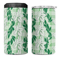Hawaii Ti Leaf Maile Tuberose Lei 4 in 1 Can Cooler Tumbler With Hanalei Leaf Green LT05 One Size: 16 oz Green - Polynesian Pride