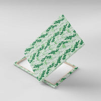 Hawaii Ti Leaf Maile Tuberose Lei Canvas Wall Art With Hanalei Leaf Green LT05 With Frame Green - Polynesian Pride