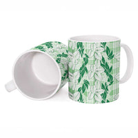 Hawaii Ti Leaf Maile Tuberose Lei Ceramic Mug With Hanalei Leaf Green LT05 - Polynesian Pride