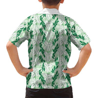Hawaii Ti Leaf Maile Tuberose Lei Family Matching Tank Maxi Dress and Hawaiian Shirt With Hanalei Leaf Green