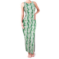Hawaii Ti Leaf Maile Tuberose Lei Family Matching Tank Maxi Dress and Hawaiian Shirt With Hanalei Leaf Green