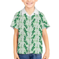 Hawaii Ti Leaf Maile Tuberose Lei Hawaiian Shirt With Hanalei Leaf Green LT05 - Polynesian Pride