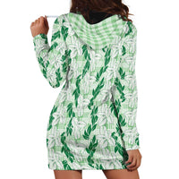 Hawaii Ti Leaf Maile Tuberose Lei Hoodie Dress With Hanalei Leaf Green LT05 - Polynesian Pride