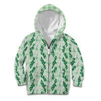 Hawaii Ti Leaf Maile Tuberose Lei Kid Hoodie With Hanalei Leaf Green LT05 Zip Hoodie Green - Polynesian Pride