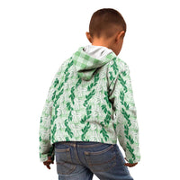 Hawaii Ti Leaf Maile Tuberose Lei Kid Hoodie With Hanalei Leaf Green LT05 - Polynesian Pride