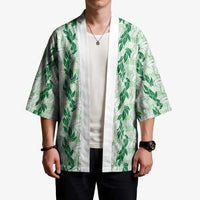 Hawaii Ti Leaf Maile Tuberose Lei Kimono With Hanalei Leaf Green LT05 - Polynesian Pride