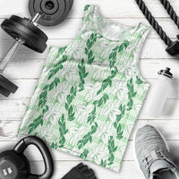 Hawaii Ti Leaf Maile Tuberose Lei Men Tank Top With Hanalei Leaf Green LT05 - Polynesian Pride