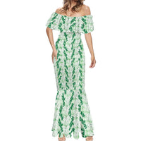 Hawaii Ti Leaf Maile Tuberose Lei Mermaid Dress With Hanalei Leaf Green LT05 - Polynesian Pride