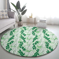 Hawaii Ti Leaf Maile Tuberose Lei Round Carpet With Hanalei Leaf Green LT05 - Polynesian Pride