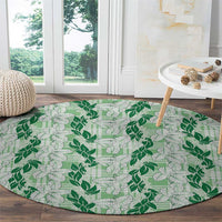 Hawaii Ti Leaf Maile Tuberose Lei Round Carpet With Hanalei Leaf Green LT05 - Polynesian Pride