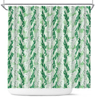 Hawaii Ti Leaf Maile Tuberose Lei Shower Curtain With Hanalei Leaf Green LT05 Green - Polynesian Pride