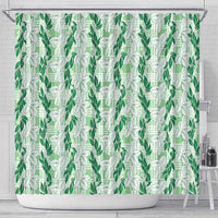 Hawaii Ti Leaf Maile Tuberose Lei Shower Curtain With Hanalei Leaf Green LT05 - Polynesian Pride