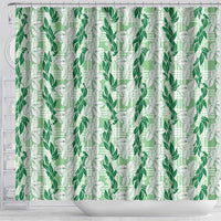 Hawaii Ti Leaf Maile Tuberose Lei Shower Curtain With Hanalei Leaf Green LT05 - Polynesian Pride