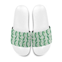 Hawaii Ti Leaf Maile Tuberose Lei Slide Sandals With Hanalei Leaf Green LT05 Green - Polynesian Pride