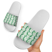 Hawaii Ti Leaf Maile Tuberose Lei Slide Sandals With Hanalei Leaf Green LT05 - Polynesian Pride