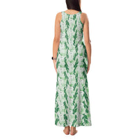 Hawaii Ti Leaf Maile Tuberose Lei Tank Maxi Dress With Hanalei Leaf Green LT05 - Polynesian Pride