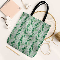 Hawaii Ti Leaf Maile Tuberose Lei Tote Bag With Hanalei Leaf Green LT05 Black Strap One Size Green - Polynesian Pride