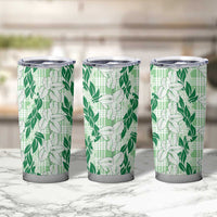 Hawaii Ti Leaf Maile Tuberose Lei Tumbler Cup With Hanalei Leaf Green LT05 - Polynesian Pride