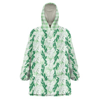 Hawaii Ti Leaf Maile Tuberose Lei Wearable Blanket Hoodie With Hanalei Leaf Green LT05 One Size Green - Polynesian Pride