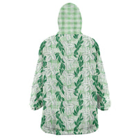 Hawaii Ti Leaf Maile Tuberose Lei Wearable Blanket Hoodie With Hanalei Leaf Green LT05 - Polynesian Pride
