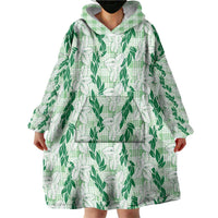 Hawaii Ti Leaf Maile Tuberose Lei Wearable Blanket Hoodie With Hanalei Leaf Green LT05 - Polynesian Pride
