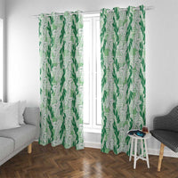 Hawaii Ti Leaf Maile Tuberose Lei Window Curtain With Hanalei Leaf Green LT05 With Grommets Green - Polynesian Pride