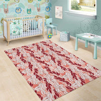Hawaii Ti Leaf Maile Tuberose Lei Area Rug With Hanalei Leaf Red LT05 - Polynesian Pride
