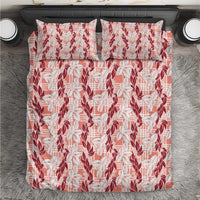 Hawaii Ti Leaf Maile Tuberose Lei Bedding Set With Hanalei Leaf Red LT05 Red - Polynesian Pride