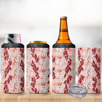 Hawaii Ti Leaf Maile Tuberose Lei 4 in 1 Can Cooler Tumbler With Hanalei Leaf Red LT05 - Polynesian Pride