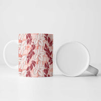 Hawaii Ti Leaf Maile Tuberose Lei Ceramic Mug With Hanalei Leaf Red LT05 - Polynesian Pride