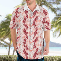 Hawaii Ti Leaf Maile Tuberose Lei Hawaiian Shirt With Hanalei Leaf Red LT05 - Polynesian Pride