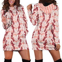 Hawaii Ti Leaf Maile Tuberose Lei Hoodie Dress With Hanalei Leaf Red LT05 - Polynesian Pride