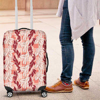 Hawaii Ti Leaf Maile Tuberose Lei Luggage Cover With Hanalei Leaf Red LT05 Red - Polynesian Pride