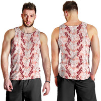 Hawaii Ti Leaf Maile Tuberose Lei Men Tank Top With Hanalei Leaf Red LT05 - Polynesian Pride