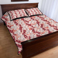 Hawaii Ti Leaf Maile Tuberose Lei Quilt Bed Set With Hanalei Leaf Red LT05 - Polynesian Pride