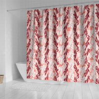Hawaii Ti Leaf Maile Tuberose Lei Shower Curtain With Hanalei Leaf Red LT05 - Polynesian Pride