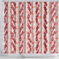 Hawaii Ti Leaf Maile Tuberose Lei Shower Curtain With Hanalei Leaf Red LT05 - Polynesian Pride