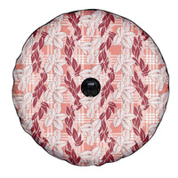 Hawaii Ti Leaf Maile Tuberose Lei Spare Tire Cover With Hanalei Leaf Red LT05 - Polynesian Pride