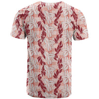 Hawaii Ti Leaf Maile Tuberose Lei T Shirt With Hanalei Leaf Red LT05 - Polynesian Pride