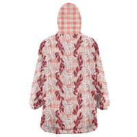 Hawaii Ti Leaf Maile Tuberose Lei Wearable Blanket Hoodie With Hanalei Leaf Red LT05 - Polynesian Pride