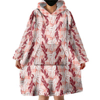 Hawaii Ti Leaf Maile Tuberose Lei Wearable Blanket Hoodie With Hanalei Leaf Red LT05 - Polynesian Pride