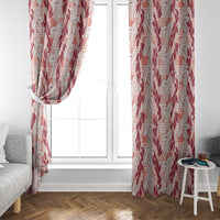 Hawaii Ti Leaf Maile Tuberose Lei Window Curtain With Hanalei Leaf Red LT05 - Polynesian Pride