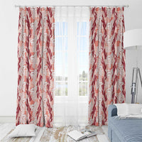 Hawaii Ti Leaf Maile Tuberose Lei Window Curtain With Hanalei Leaf Red LT05 - Polynesian Pride