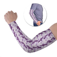 Hawaii Ti Leaf Maile Tuberose Lei Arm Sleeves With Hanalei Leaf Purple LT05 Set of 2 Purple - Polynesian Pride
