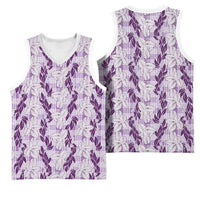 Hawaii Ti Leaf Maile Tuberose Lei Basketball Jersey With Hanalei Leaf Purple LT05 - Polynesian Pride