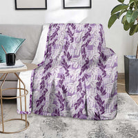 Hawaii Ti Leaf Maile Tuberose Lei Blanket With Hanalei Leaf Purple LT05 - Polynesian Pride