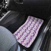 Hawaii Ti Leaf Maile Tuberose Lei Car Mats With Hanalei Leaf Purple LT05 - Polynesian Pride